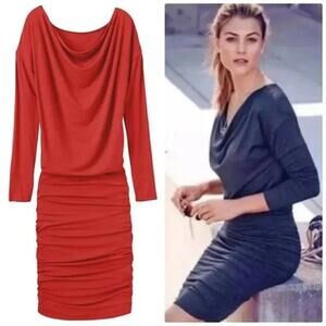 Athleta Solstice Dress Ruched Wool Athletic Activewear Fire Red Outdoor Size M